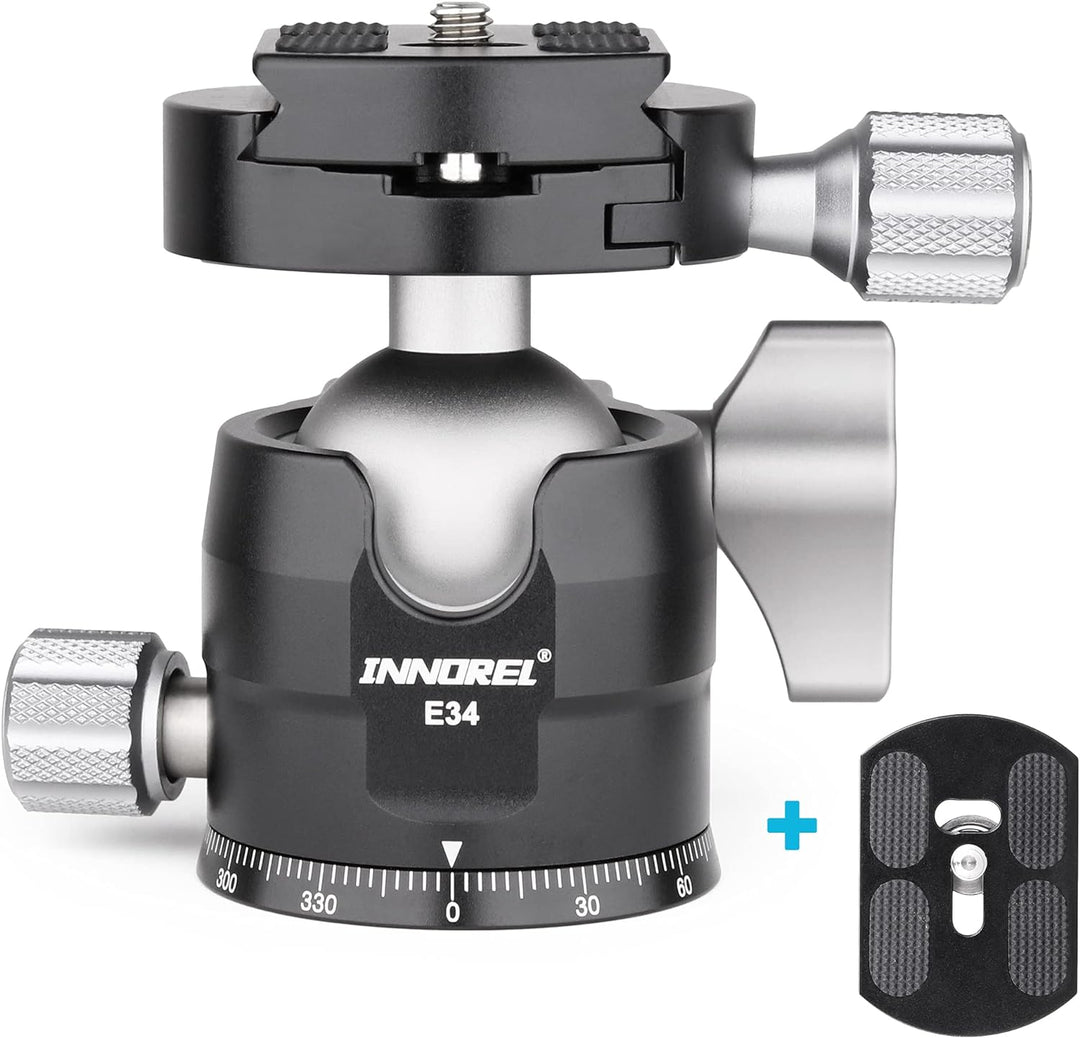 INNOREL E34 Low Profile CNC-Stativ-Kugelkopf 360° Panorama-Kugelkopf mit 2 1/4 Arca-Swiss-kompatible
