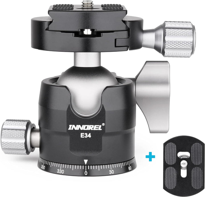INNOREL E34 Low Profile CNC-Stativ-Kugelkopf 360° Panorama-Kugelkopf mit 2 1/4 Arca-Swiss-kompatible