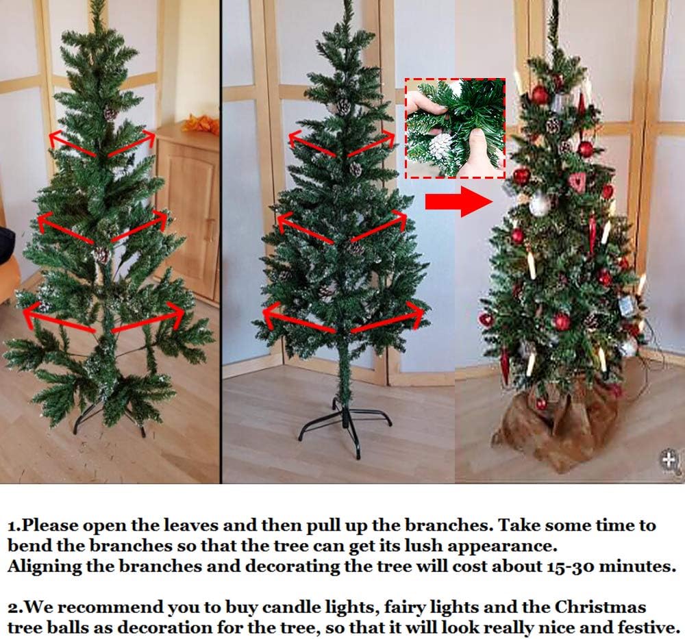 HENGMEI 180cm PVC Weihnachtsbaum Tannenbaum Christbaum Grün künstlicher mit Metallständer ca. 500 Sp