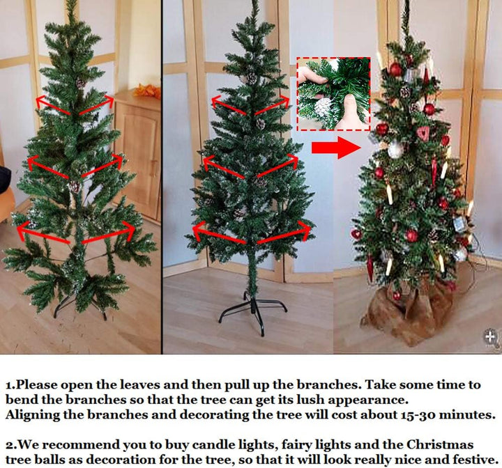 HENGMEI 150cm PVC Weihnachtsbaum Tannenbaum Christbaum Grün künstlicher mit Metallständer ca. 300 Sp