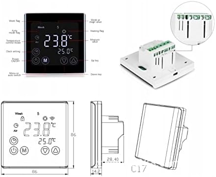 Digitales UP-Thermostat Fussbodenheizung Raumthermostat Touch Heizungsthermostat White BY-17 kein WL