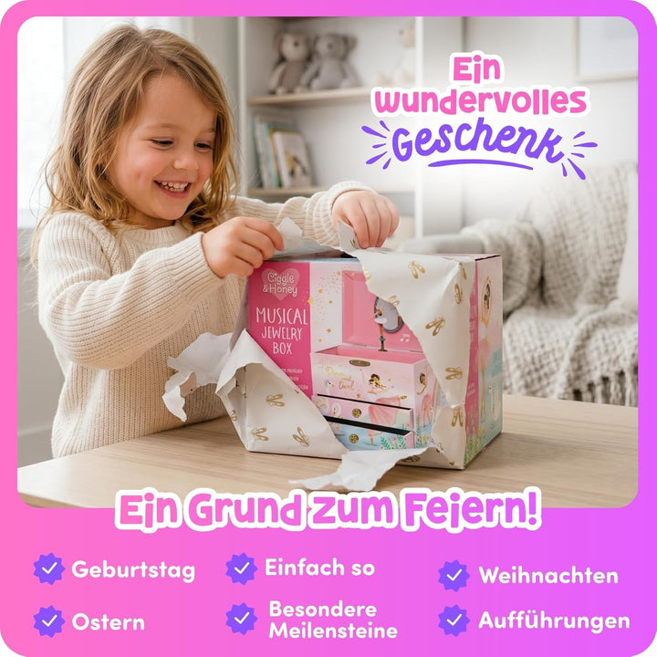 Musikalisches Einhorn-Schmuckkästchen für Mädchen – Kinderspieluhr mit drehendem Einhorn, Einhorn-Ge