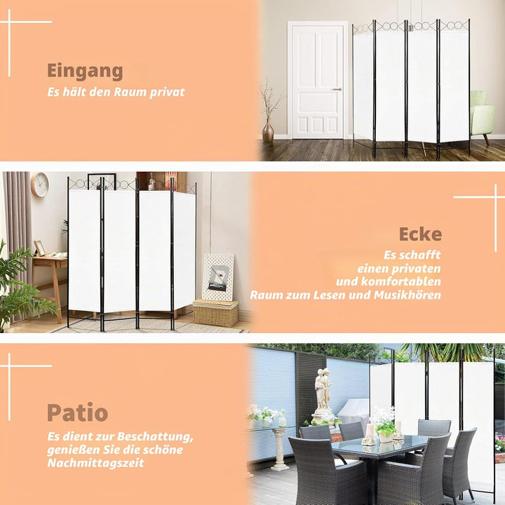 Todeco - Paravent, Raumteiler - Panel : 100% Polyester - Anzahl der Platten: 4 - 180 x 160 cm, Weiss