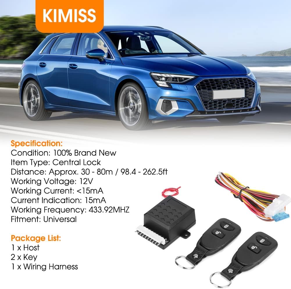 KIMISS Car Remote Lock, Universal Auto Zentralalarmsystem Fernbedienung Diebstahlsicherungs-Kit