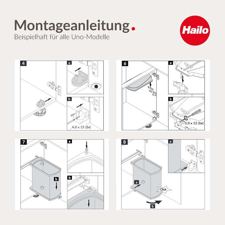 Hailo Abfallsammler 3418901 | Mülleimer Uno 18 L schwenkbar | Einbau Abfalleimer poliert | ab 45cm S
