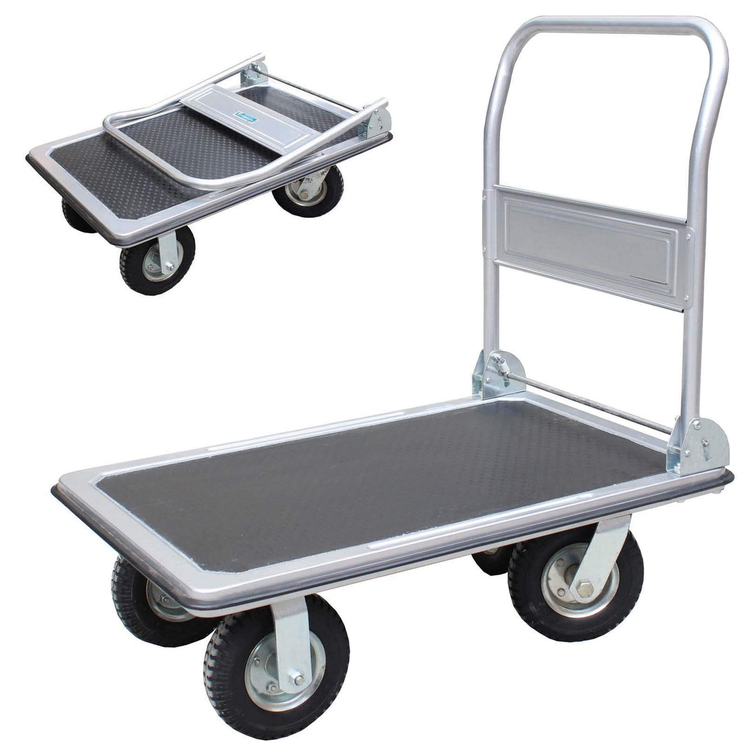 Plattformwagen 300 kg luftbereift Transportwagen Handwagen Paketwagen Transporthilfe mit Lenkrollen