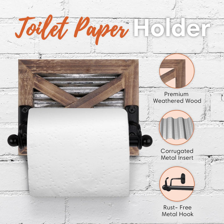 Autumn Alley Farmhouse Toilettenpapierhalter und Handtuchring Set, Wandhalterung, rustikaler Wand-To