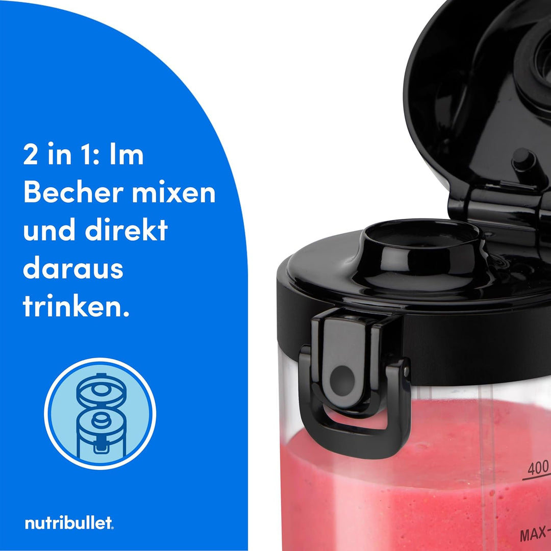 nutribullet Portable Mixer, 475ml BPA-freies Tritan Becher, Mini-Mixer mit 4-Punkt-Edelstahlklinge,