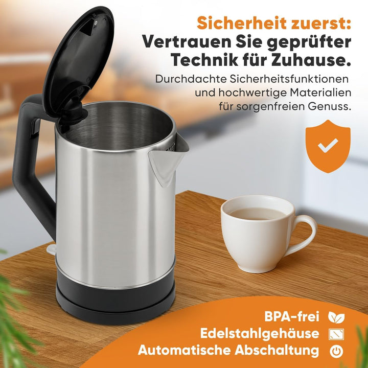 Bomann WKS 3002 CB Wasserkocher 1,5 L, verdecktes Edelstahlheizelement, automatische Abschaltung, Ba