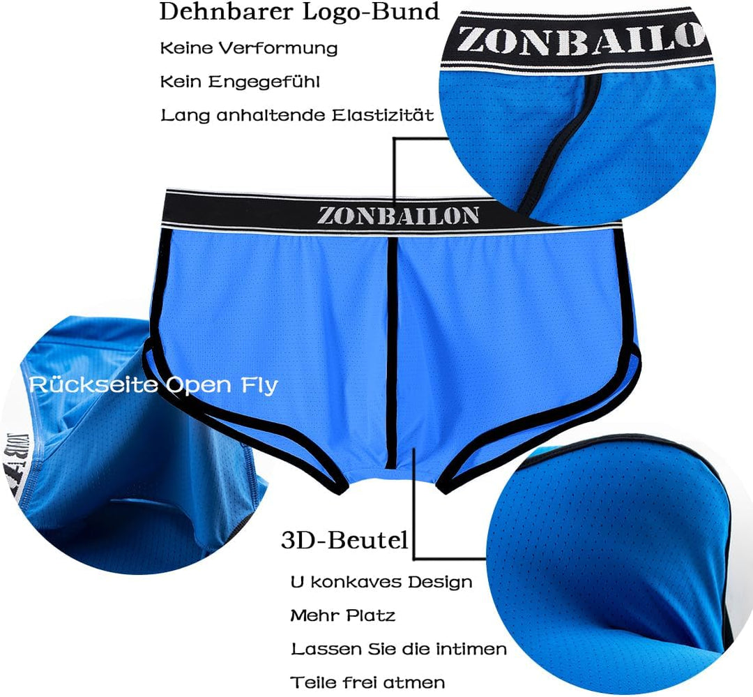 YAHWULAI Sexy, atmungsaktive und hautfreundliche HerrenBoxershorts M 1 Pack:blau, M 1 Pack:blau