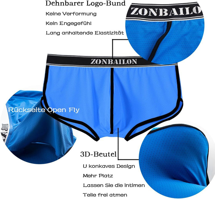 YAHWULAI Sexy, atmungsaktive und hautfreundliche HerrenBoxershorts M 1 Pack:blau, M 1 Pack:blau
