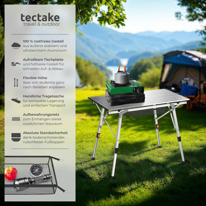 tectake® Campingtisch, Klapptisch aus Aluminium, Campingtisch faltbar, Reisetisch, Gartentisch klapp