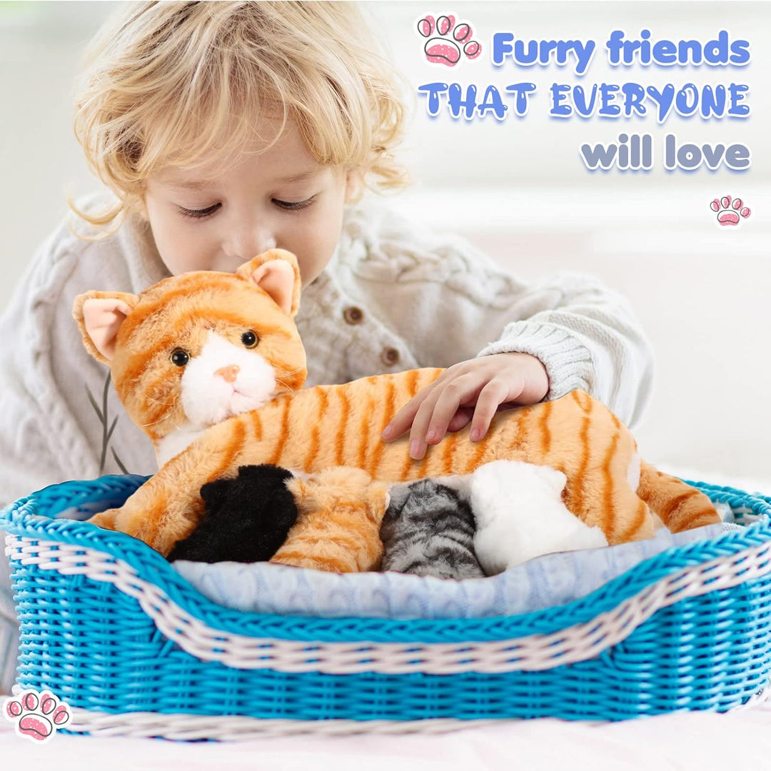 Skylety Pflegendes Katze Stofftier Mit Plüsch Kätzchen Kuscheltier Plushie Kätzchen Mama Katze Plues
