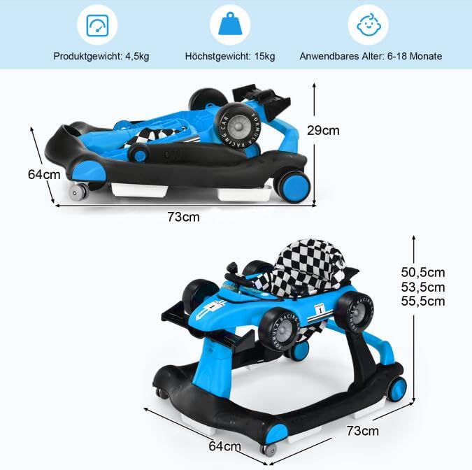 GOPLUS 4-in-1 Autoform Lauflernhilfe, Höhenverstellbare Faltbare Baby Lauflernhilfe mit Einstellbare