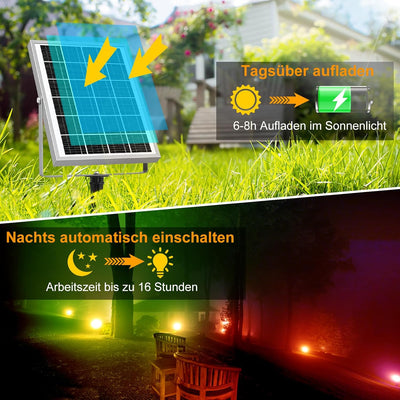 MEIKEE Solar RGB Strahler 6 Stück Gartenbeleuchtung RGB mit Fernbedienung 12 Zyklusmodi Speicherfunk