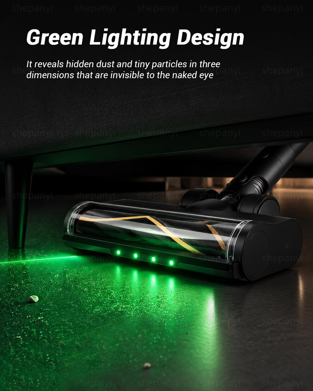 Grüner LED Light Bodenbürste Kompatibel für Dreame Z30 R20 T20 T30 R30 Z10,Z20 V12 V12Pro T20pro V11