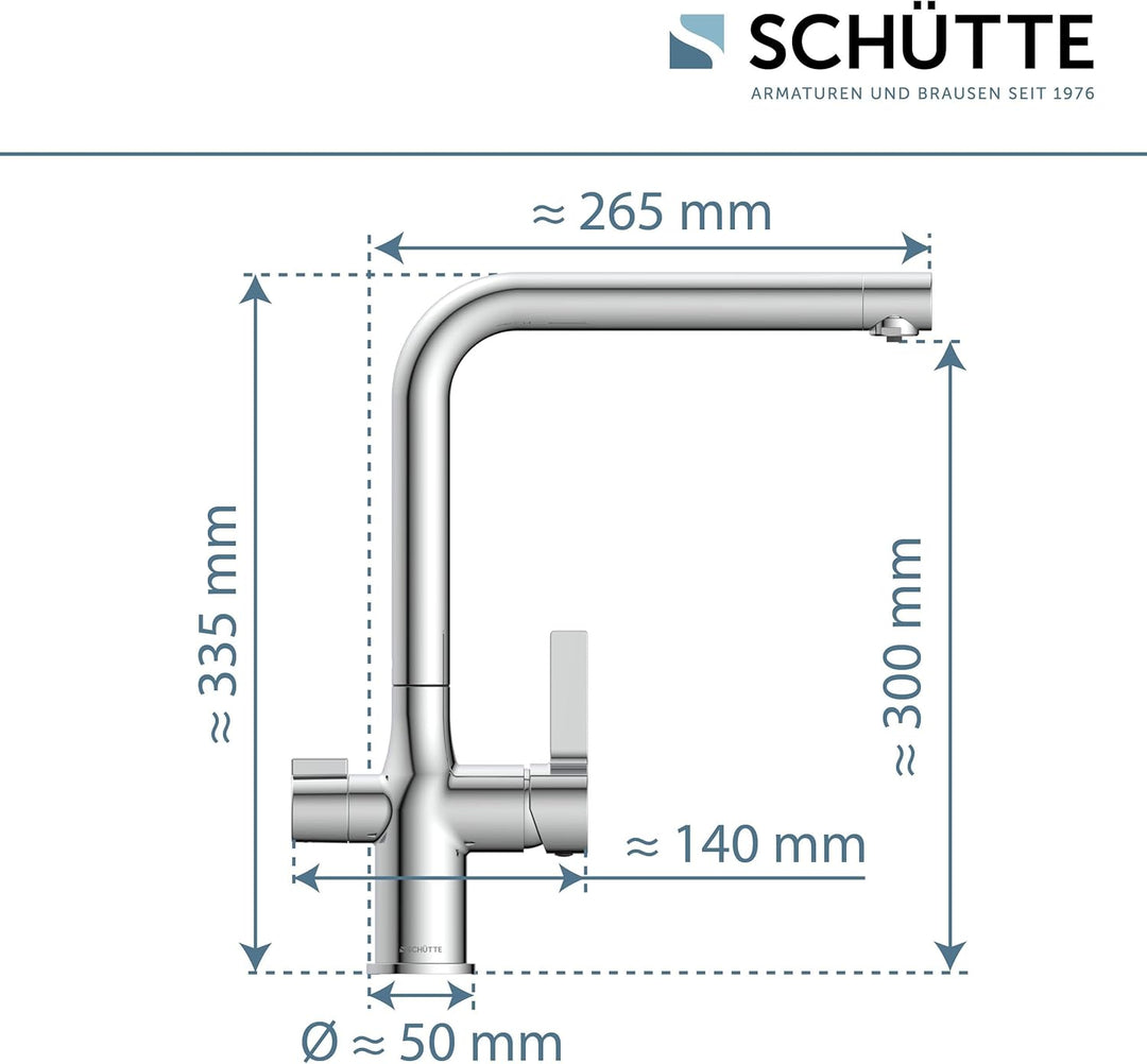 SCHÜTTE AQUASTAR PRO 3-Wege-Filterarmatur, sauberes Trinkwasser direkt aus dem Hahn, Integriertes BW