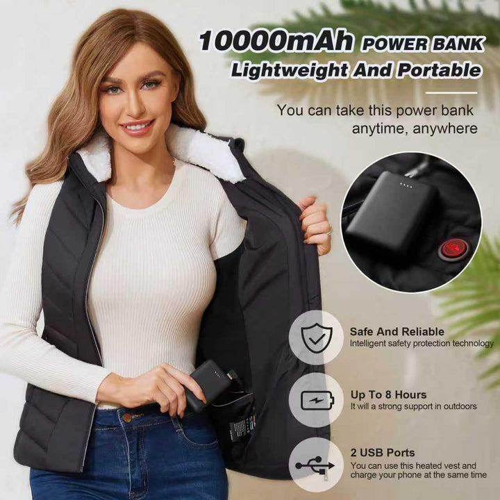 Vofuoti Beheizbare Weste Damen mit 10000 mAh Powerbank,Weihnachten Geschenk für frauen,Slim fit Wärm