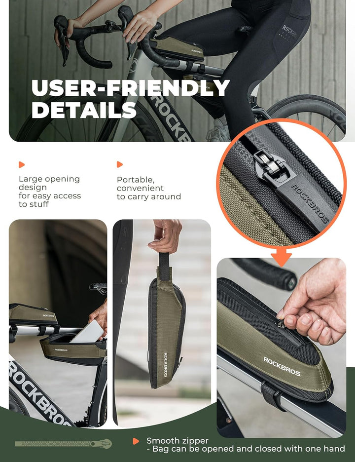 ROCKBROS Fahrradtasche Reflektierende Oberrohrtasche Werkzeugtasche Fahrradzubehör 0,65L Schwarz für