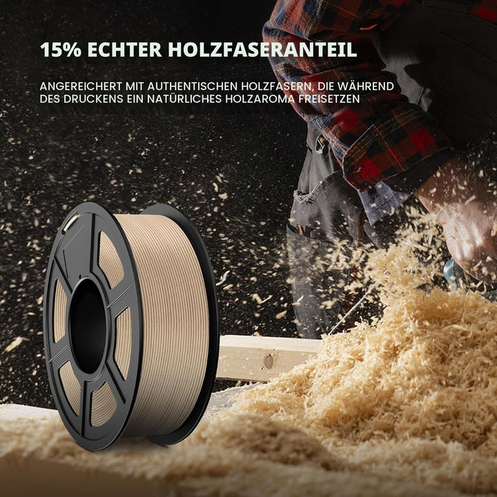 JAYO PLA Holz Filament 1,75 mm Kirschholz, Echtes Holz PLA 3D Drucker Filament, Holzstruktur, mit 15