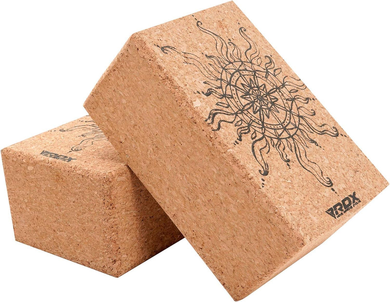 RDX Yoga Cork Block Set, High Density Eva Schaumstoff Rutschfester Blöcke, Leichtes Yogaklotz für Kö