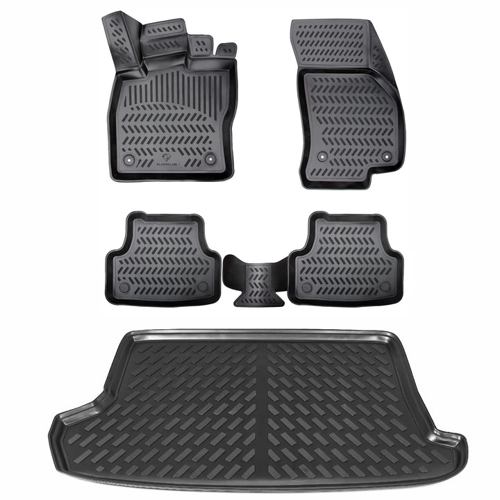 ELMASLINE 3D Gummimatten & Kofferraumwanne Set für VW T-ROC 2017-2025 oberer Ladeboden | Antirutsch