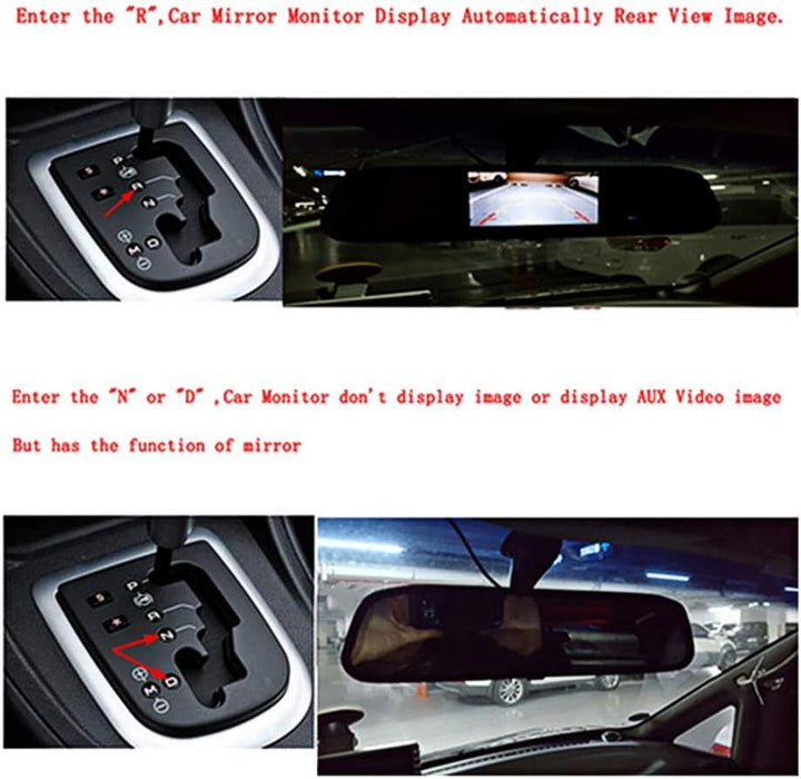 Auto-Rückspiegel-Monitor 4,3 Zoll HD-TFT-LCD 480x272 Pixel mit Dual-Videoeingang AV1/AV2 für Kfz und