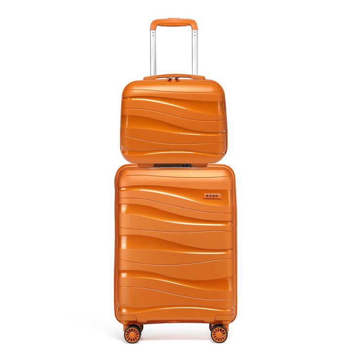 KONO Koffer Trolley 55cm Reisekoffer Set Leicht Hartschalenkoffer mit TSA Schloss Zwillingsrollen Ro