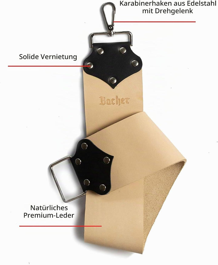 Bacher Premium Leder Streichriemen Breit zum Schärfen von Rasiermesser Set mit Polierpaste für Abzie
