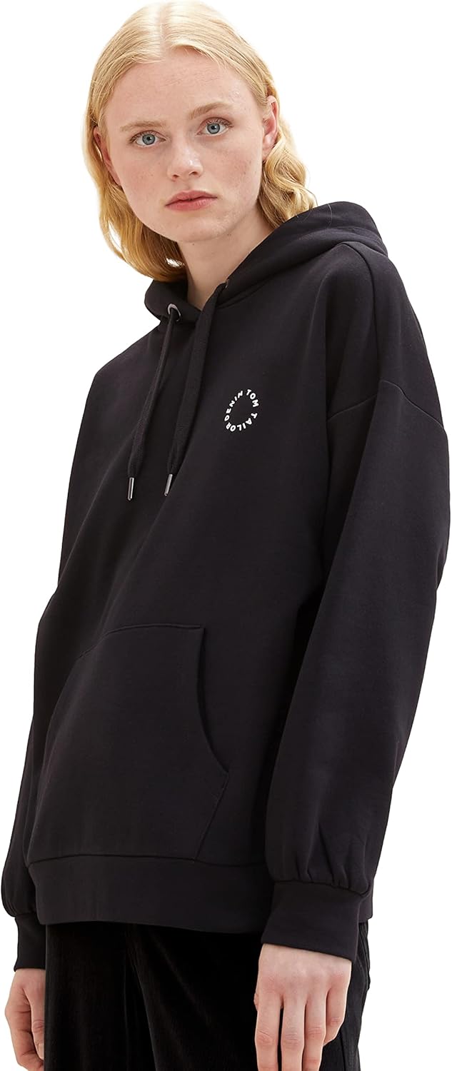 Tom Tailor Denim Damen Basic Hoodie M 14482 - Deep Black, M 14482 - Deep Black