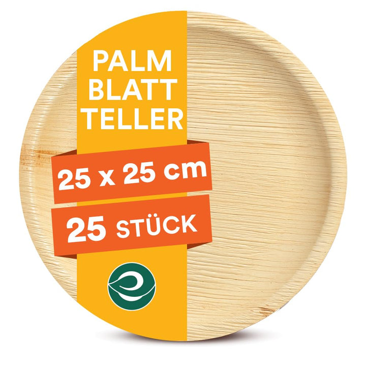 ECO SOUL runde Palmblatt Teller 25 Cm (10 Zoll) (200 Stück) | 100% kompostierbar &amp; stabil | Bio Einw