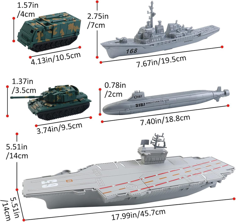 deAO Flugzeugträger Spielset, Flugzeugträger und Schlachtschiff Modell mit Militärflugzeuge, Hubschr