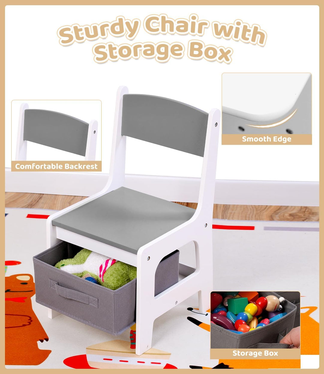 Relquorax Kindertisch und 2 Stühle Set 2-in-1 Kunststoffbausteine Kompatibel Aktivität, mit 6 Aufbew