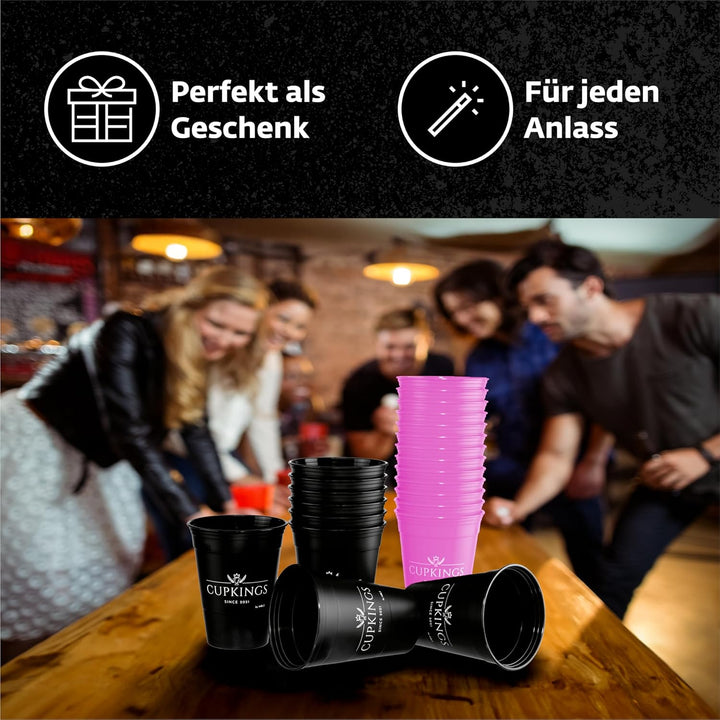 CUPKINGS Party Becher Set | 22 Hartplastik Becher Made in Germany | Festival Zubehör & Party Deko |