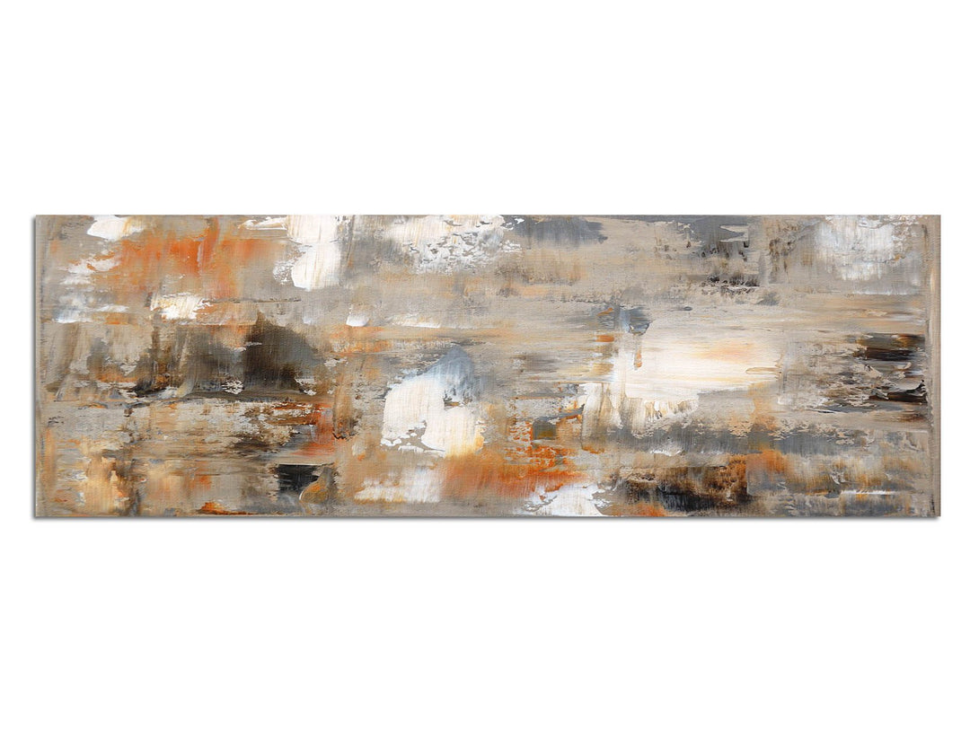 Paul Sinus Art Panoramabild auf Leinwand und Keilrahmen 120x40cm Kunstmalerei braun grau abstrakt