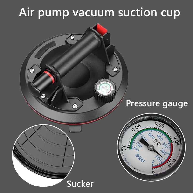 2 Stück Saugheber 8" Glassaugnapf Vakuumheber mit Manometer Tragfähigkeit 200kg ABS Handpumpe Glassa