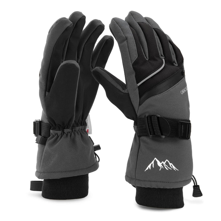 Caracaleap Skihandschuhe Männer Frauen Schnee Handschuhe Winddicht Winter Wasserdicht L Grau, L Grau