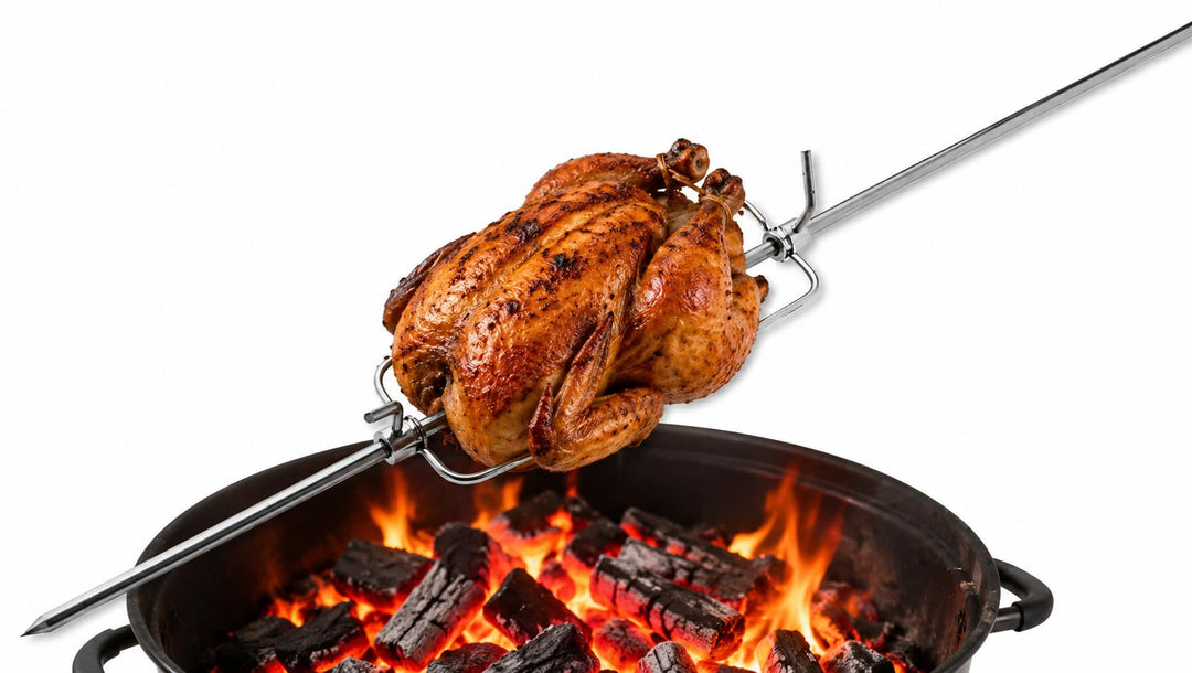 Deos grill grate Rotisserie Set 60cm aus Europäischem Edelstahl, Drehspiess, Grillspiess