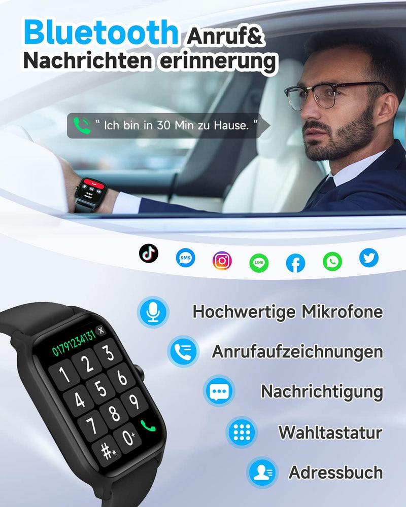 Gydom Smartwatch Herren mit Telefonfunktion Alexa Built-in 1.8" Damen Fitness Tracker 100+ Sportmodi