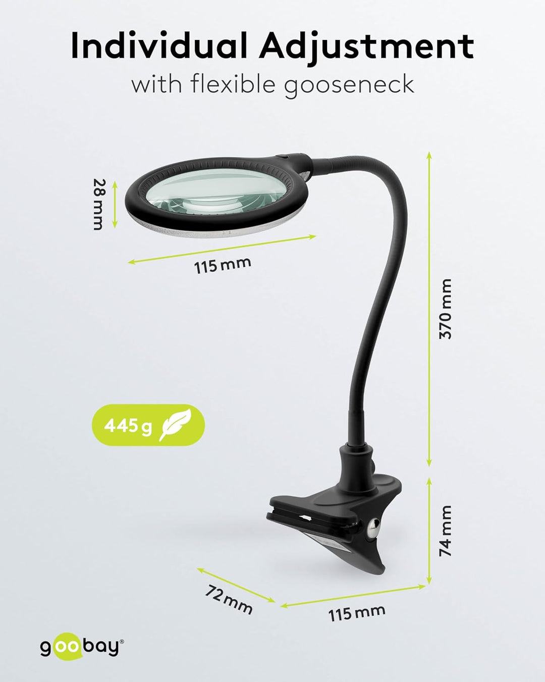 Goobay 65577 LED Lupenleuchte mit Klemme/Lupenlampe aus Plastik / 6 W Leistungsaufnahme, Farbtempera
