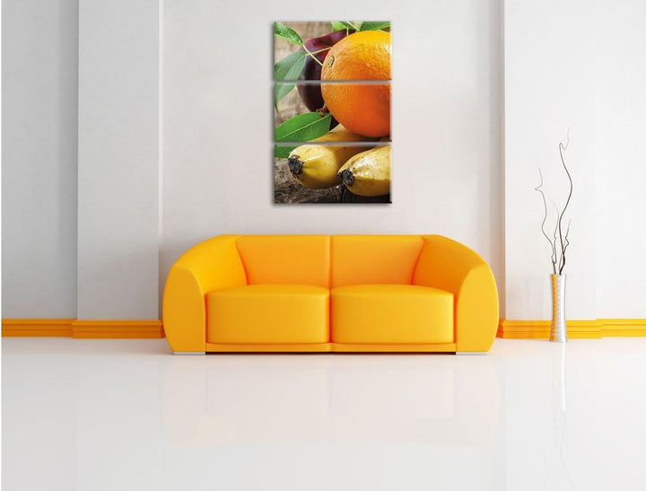 Pixxprint Leckeres Obst 3-Teiler Leinwandbild 120x80 Bild auf Leinwand