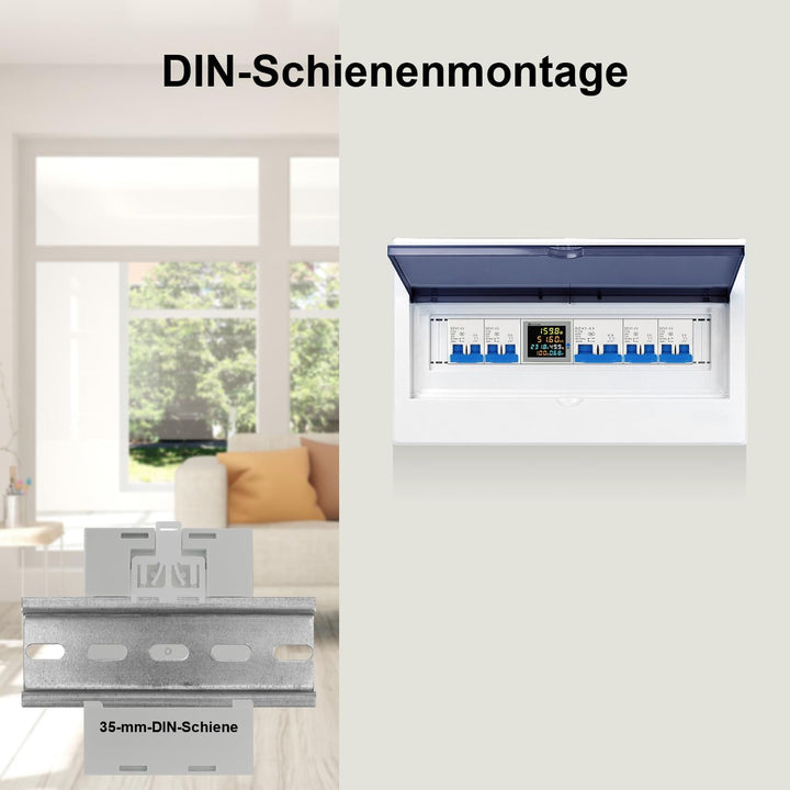 KETOTEK Stromzähler Hutschiene, Digitaler Energiezähler 6in1, AC40-300V 100A Wechselstromzähler KWh