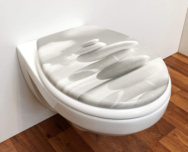 ADOB Klodeckel mit Motiv (Stones) – WC Sitz Absenkautomatik – Toilettendeckel abnehmbar – Hochwertig
