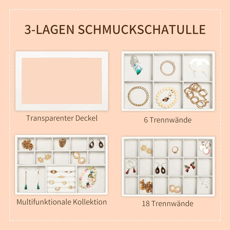 AdelDream Stapelbares Schmucktablett Schmuckschatpfanne Aufbewahrung Schublade Lagerung-Schmuck Aufb