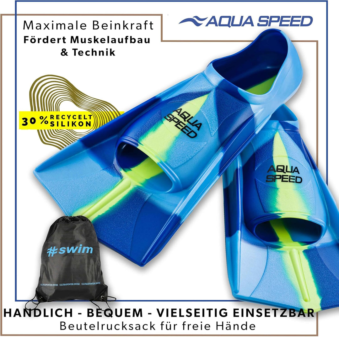 Aqua Speed Kurze Schwimmflossen für Erwachsene und Kinder I HIGH TECH | weiche Trainingsflossen I le