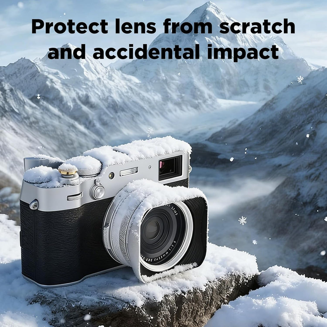 Haoge LH-X200S Gegenlichtblende aus Metall, quadratisch, mit 49 mm Adapterring, Metallkappe für Fuji