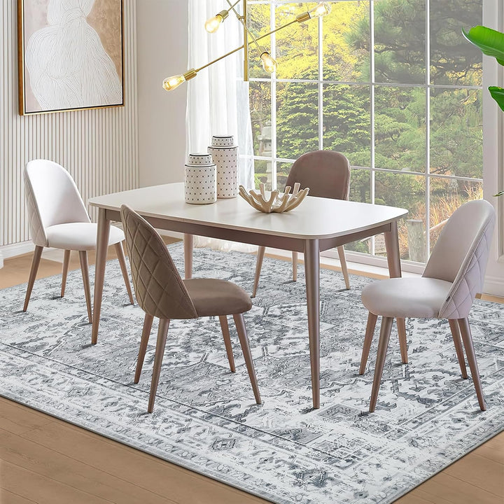 WONGS BEDDING Boho Teppich Wohnzimmer Schlafzimmer Kurzflor Teppiche Waschbar Weich rutschfest Vinta