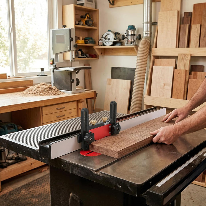 Featherboard Verstellbare Gleitrolle für Oberfräsen, Tischkreissägen, Frästische und Bandsägen, Holz