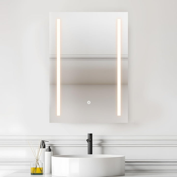 50x70 cm LED Badspiegel mit Beleuchtung Badezimmermit Touch-Schalter, 3 Lichtfarben, Badezimmerspieg