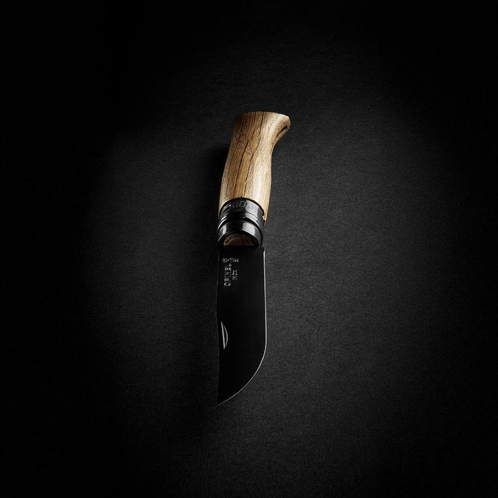 N°08 roble "black" edicion acero inoxidable con lama negra mango de roble